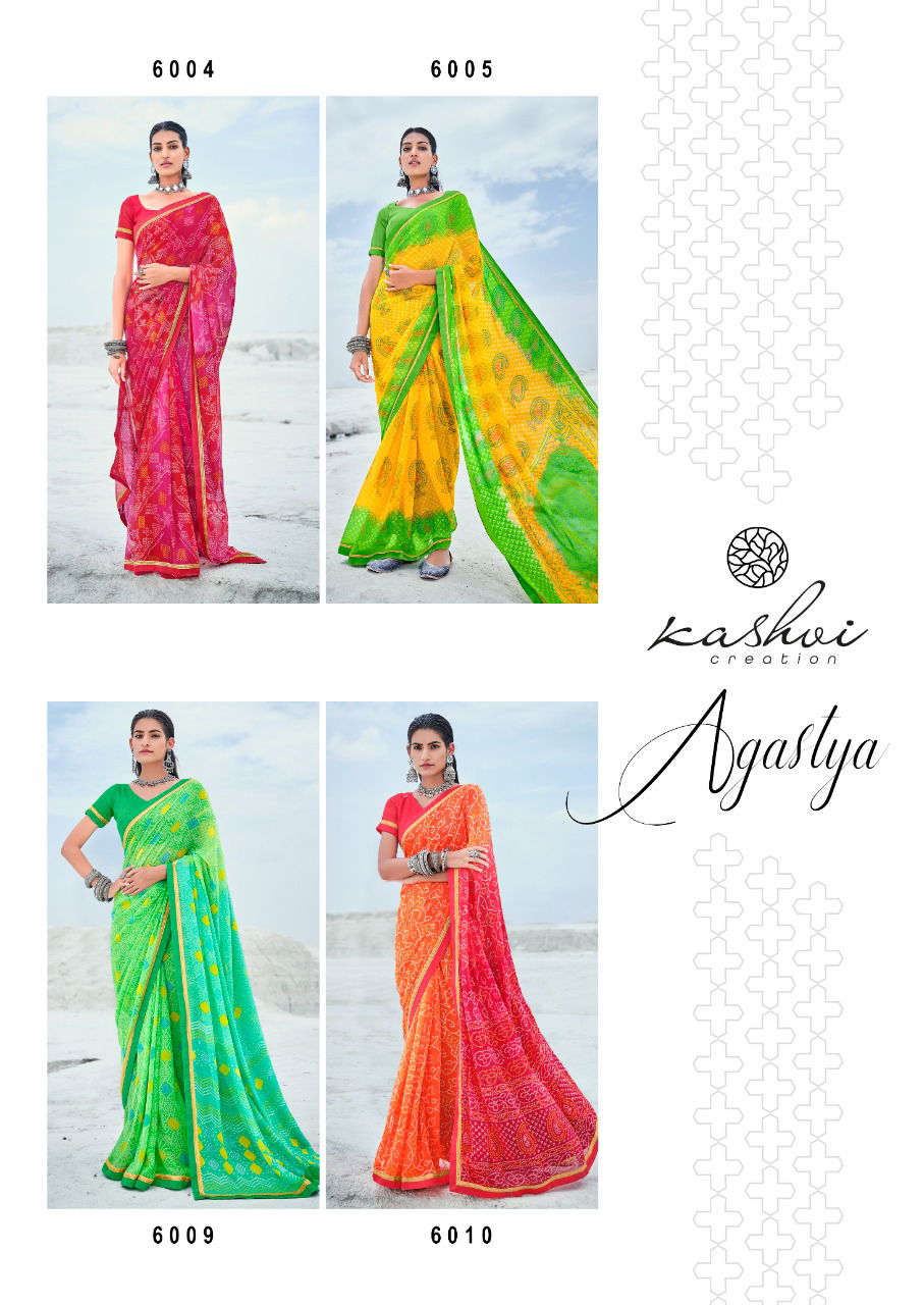  Kashvi Agastya Silk Latest Designer Casual Wear Georgette With Fancy Less Printed Saree Collection
